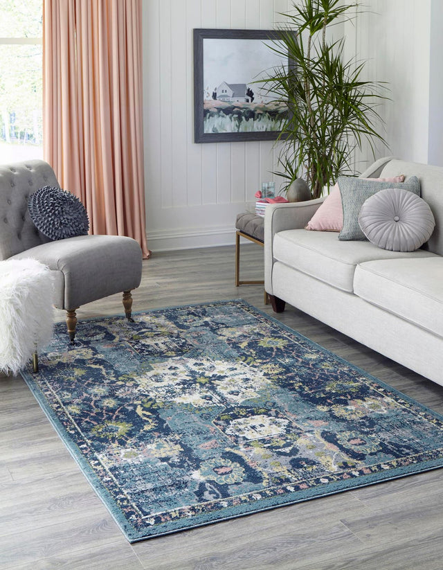 Navy Blue 8' x 10' Sumter Rectangle Area Rug Contemporary Durable Easy Clean Carpet for Bedrooms, Living Areas, Dining, Office, Dorms for Sale at Rug Engine