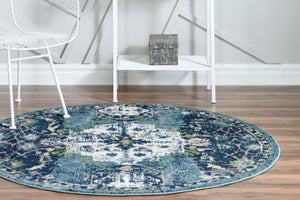 Navy Blue 5' 1 x 5' 1 Sumter Round Area Rug Contemporary Durable Easy Clean Carpet for Bedrooms, Living Areas, Dining, Office, Dorms for Sale at Rug Engine