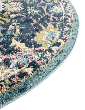 Navy Blue 5' 1 x 5' 1 Sumter Round Area Rug Contemporary Durable Easy Clean Carpet for Bedrooms, Living Areas, Dining, Office, Dorms for Sale at Rug Engine
