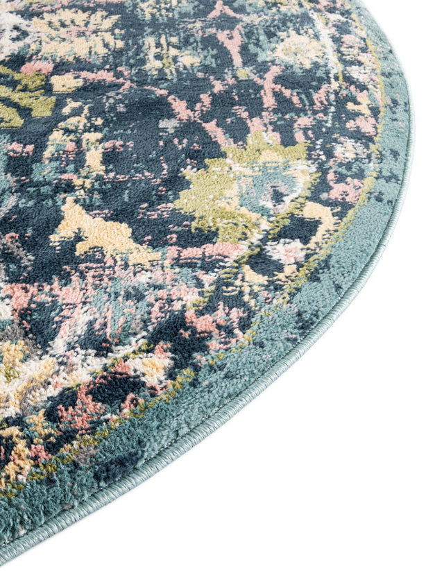 Navy Blue 5' 1 x 5' 1 Sumter Round Area Rug Contemporary Durable Easy Clean Carpet for Bedrooms, Living Areas, Dining, Office, Dorms for Sale at Rug Engine
