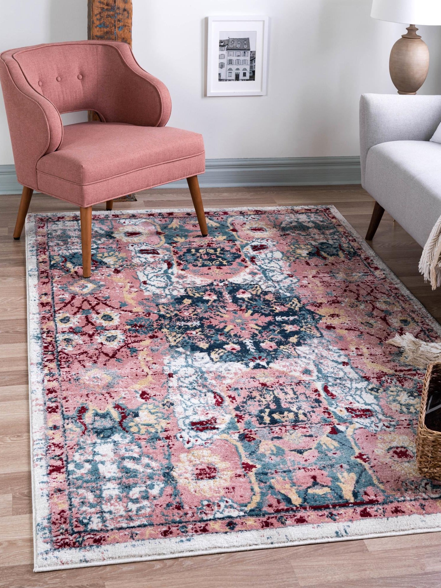 Pink 10' x 13' Sumter Rectangle Area Rug Contemporary Durable Easy Clean Carpet for Bedrooms, Living Areas, Dining, Office, Dorms for Sale at Rug Engine