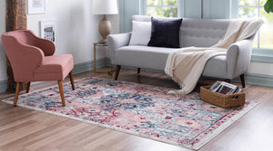 Pink 5' 1 x 8' Sumter Rectangle Area Rug Contemporary Durable Easy Clean Carpet for Bedrooms, Living Areas, Dining, Office, Dorms for Sale at Rug Engine