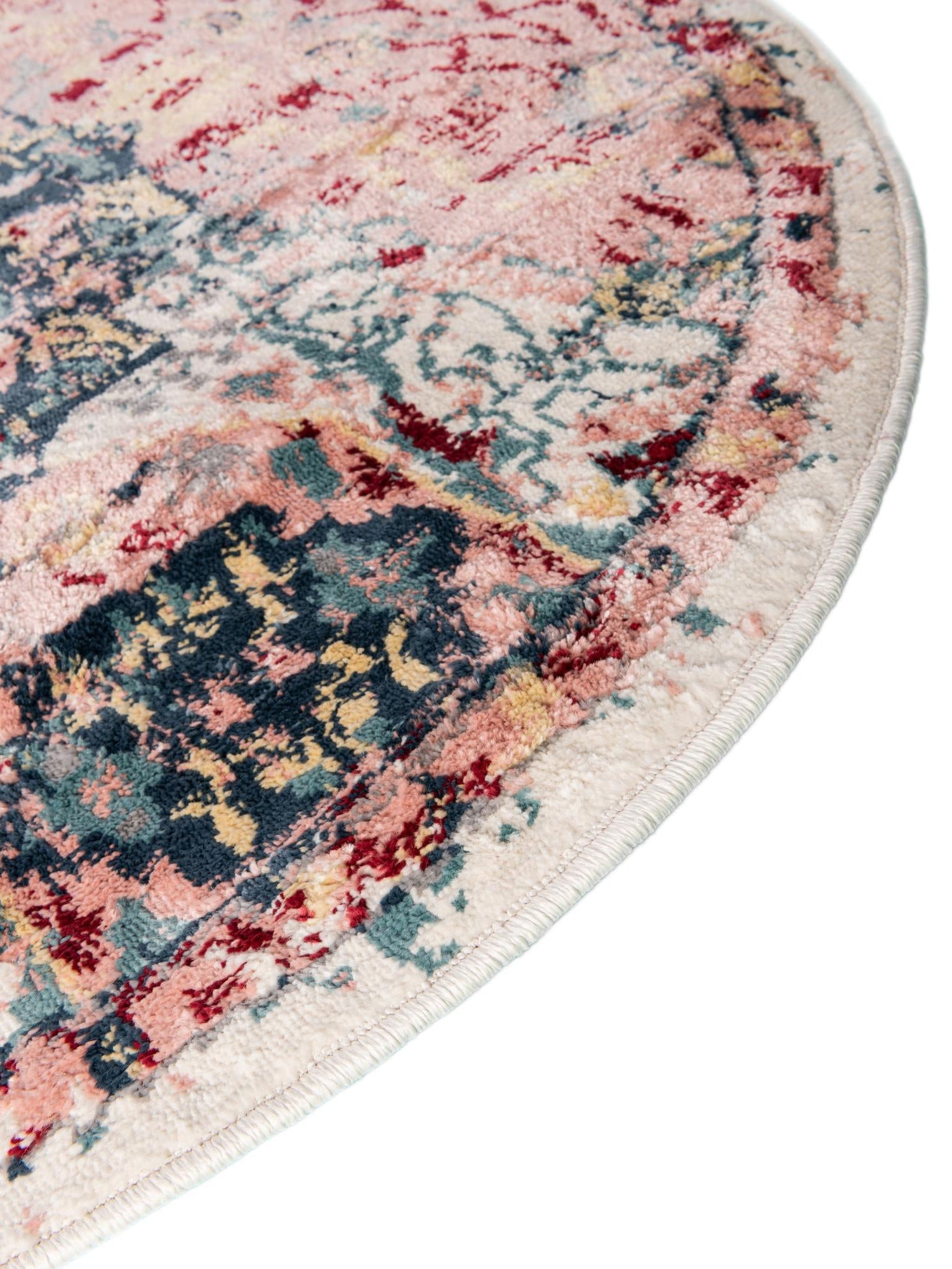 Pink 4' 1 x 4' 1 Sumter Round Area Rug Contemporary Durable Easy Clean Carpet for Bedrooms, Living Areas, Dining, Office, Dorms for Sale at Rug Engine