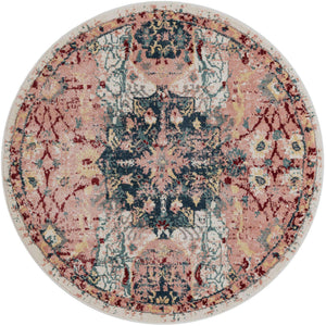 Pink 5' 1 x 5' 1 Sumter Round Area Rug Contemporary Durable Easy Clean Carpet for Bedrooms, Living Areas, Dining, Office, Dorms for Sale at Rug Engine