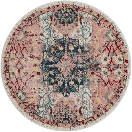 Pink 5' 1 x 5' 1 Sumter Round Area Rug Contemporary Durable Easy Clean Carpet for Bedrooms, Living Areas, Dining, Office, Dorms for Sale at Rug Engine
