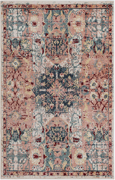Pink 4' 1 x 6' 1 Sumter Rectangle Area Rug Contemporary Durable Easy Clean Carpet for Bedrooms, Living Areas, Dining, Office, Dorms for Sale at Rug Engine