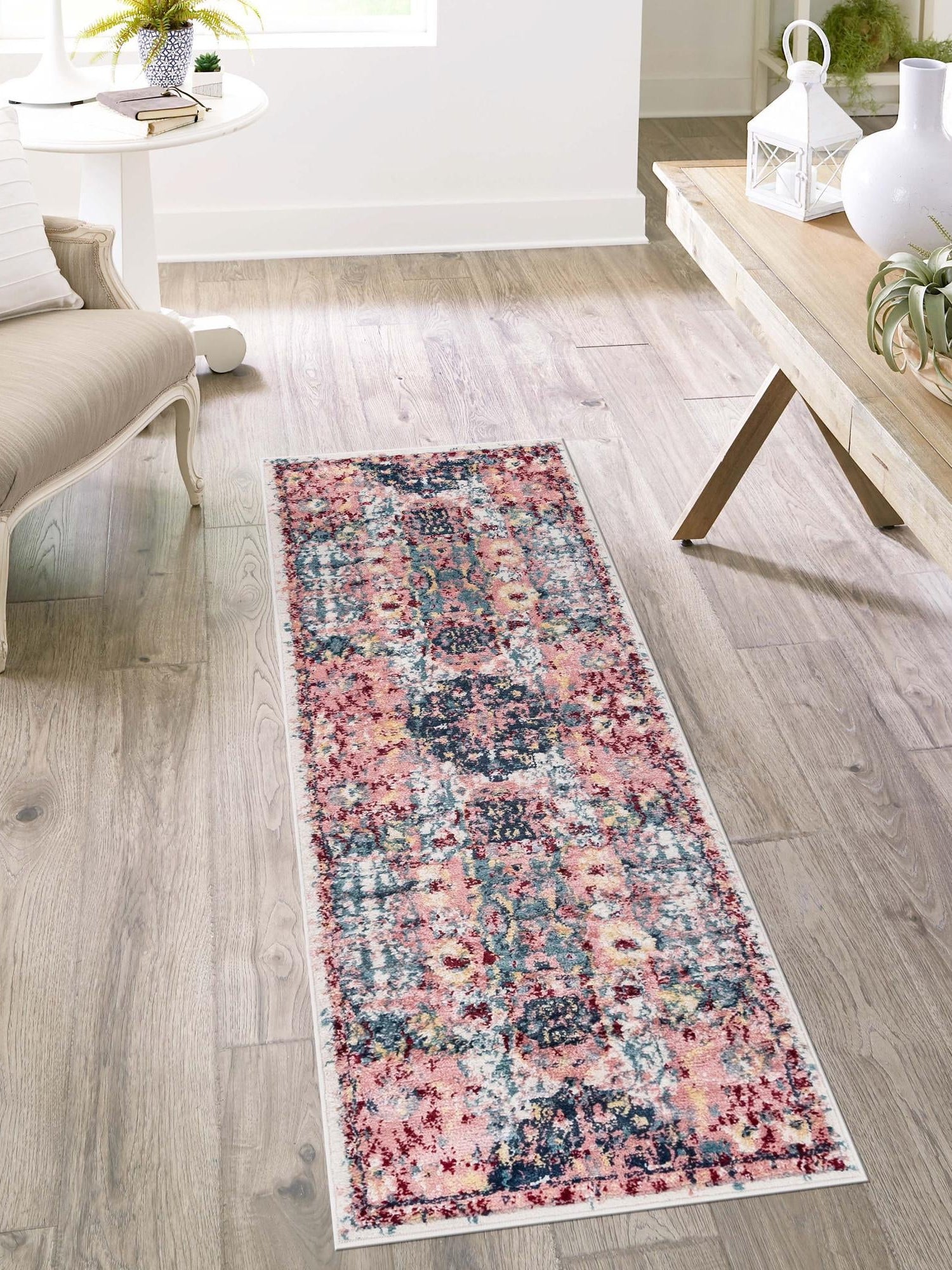 Pink 2' 6 x 13' 1 Sumter Runner Area Rug Contemporary Durable Easy Clean Carpet for Bedrooms, Living Areas, Dining, Office, Dorms for Sale at Rug Engine