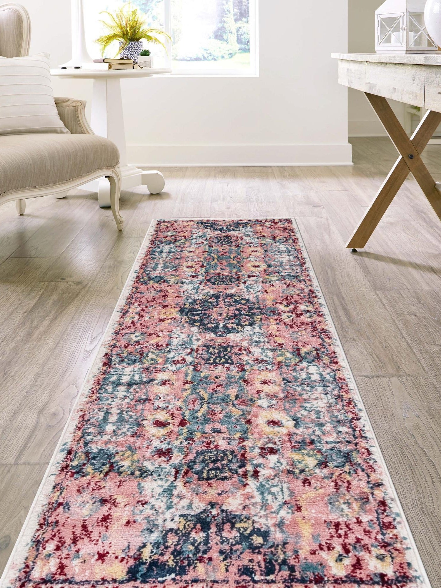 Pink 2' x 6' 1 Sumter Runner Area Rug Contemporary Durable Easy Clean Carpet for Bedrooms, Living Areas, Dining, Office, Dorms for Sale at Rug Engine