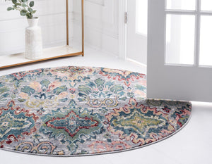 Multicolor 6' 1 x 6' 1 Sumter Round Area Rug Contemporary Durable Easy Clean Carpet for Bedrooms, Living Areas, Dining, Office, Dorms for Sale at Rug Engine