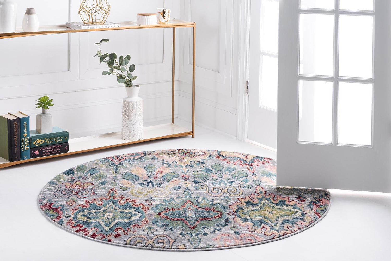 Multicolor 6' 1 x 6' 1 Sumter Round Area Rug Contemporary Durable Easy Clean Carpet for Bedrooms, Living Areas, Dining, Office, Dorms for Sale at Rug Engine