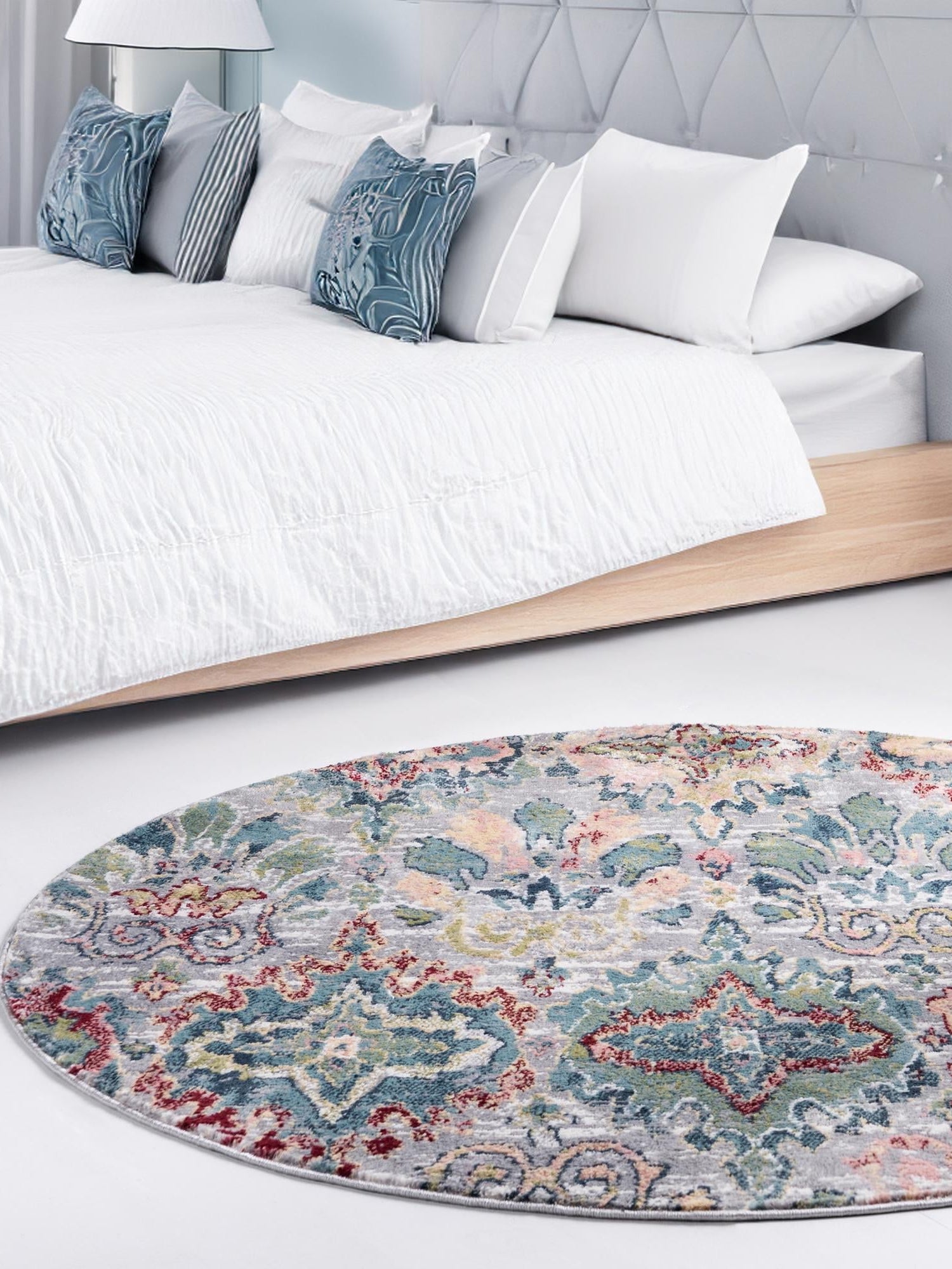 Multicolor 6' 1 x 6' 1 Sumter Round Area Rug Contemporary Durable Easy Clean Carpet for Bedrooms, Living Areas, Dining, Office, Dorms for Sale at Rug Engine