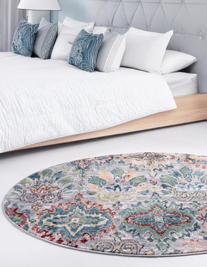 Multicolor 6' 1 x 6' 1 Sumter Round Area Rug Contemporary Durable Easy Clean Carpet for Bedrooms, Living Areas, Dining, Office, Dorms for Sale at Rug Engine