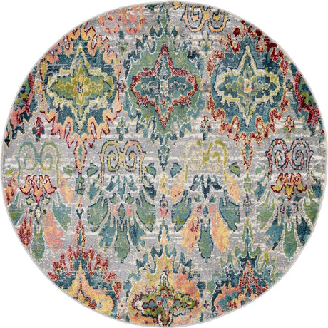 Multicolor 5' 1 x 5' 1 Sumter Round Area Rug Contemporary Durable Easy Clean Carpet for Bedrooms, Living Areas, Dining, Office, Dorms for Sale at Rug Engine
