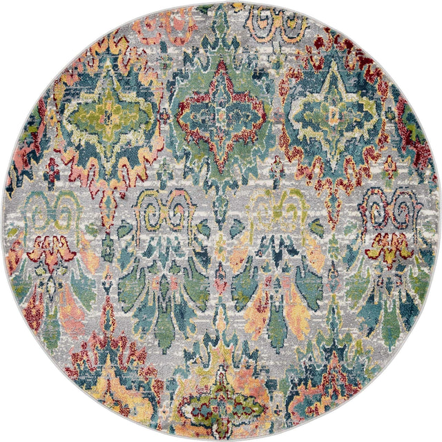 Multicolor 5' 1 x 5' 1 Sumter Round Area Rug Contemporary Durable Easy Clean Carpet for Bedrooms, Living Areas, Dining, Office, Dorms for Sale at Rug Engine