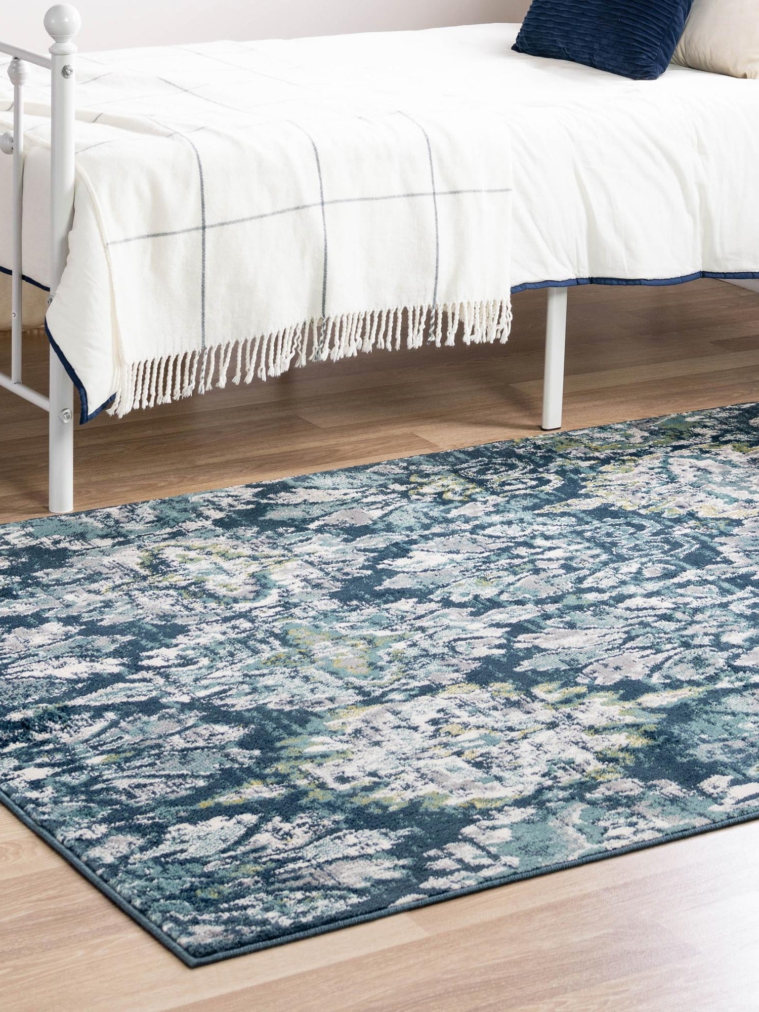Navy Blue 4' 1 x 6' 1 Sumter Rectangle Area Rug Contemporary Durable Easy Clean Carpet for Bedrooms, Living Areas, Dining, Office, Dorms for Sale at Rug Engine