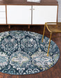 Navy Blue 5' 1 x 5' 1 Sumter Round Area Rug Contemporary Durable Easy Clean Carpet for Bedrooms, Living Areas, Dining, Office, Dorms for Sale at Rug Engine