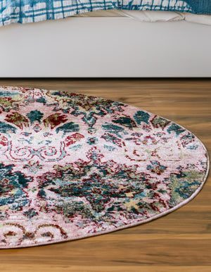 Pink 5' 1 x 5' 1 Sumter Round Area Rug Contemporary Durable Easy Clean Carpet for Bedrooms, Living Areas, Dining, Office, Dorms for Sale at Rug Engine