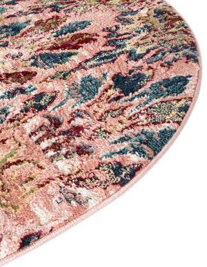 Pink 5' 1 x 5' 1 Sumter Round Area Rug Contemporary Durable Easy Clean Carpet for Bedrooms, Living Areas, Dining, Office, Dorms for Sale at Rug Engine