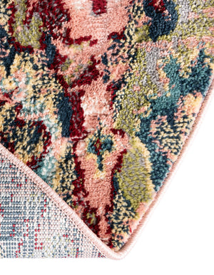 Pink 5' 1 x 5' 1 Sumter Round Area Rug Contemporary Durable Easy Clean Carpet for Bedrooms, Living Areas, Dining, Office, Dorms for Sale at Rug Engine