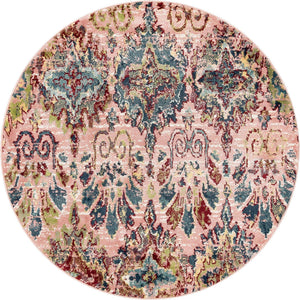 Pink 5' 1 x 5' 1 Sumter Round Area Rug Contemporary Durable Easy Clean Carpet for Bedrooms, Living Areas, Dining, Office, Dorms for Sale at Rug Engine