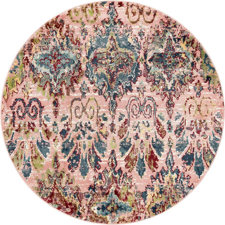 Pink 5' 1 x 5' 1 Sumter Round Area Rug Contemporary Durable Easy Clean Carpet for Bedrooms, Living Areas, Dining, Office, Dorms for Sale at Rug Engine