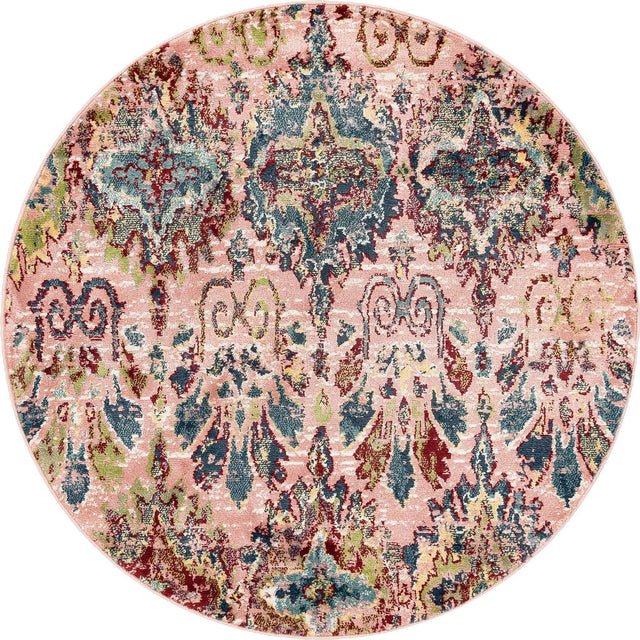 Pink 5' 1 x 5' 1 Sumter Round Area Rug Contemporary Durable Easy Clean Carpet for Bedrooms, Living Areas, Dining, Office, Dorms for Sale at Rug Engine