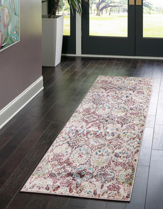 Pink 2' 7 x 10' Sumter Runner Area Rug Contemporary Durable Easy Clean Carpet for Bedrooms, Living Areas, Dining, Office, Dorms for Sale at Rug Engine