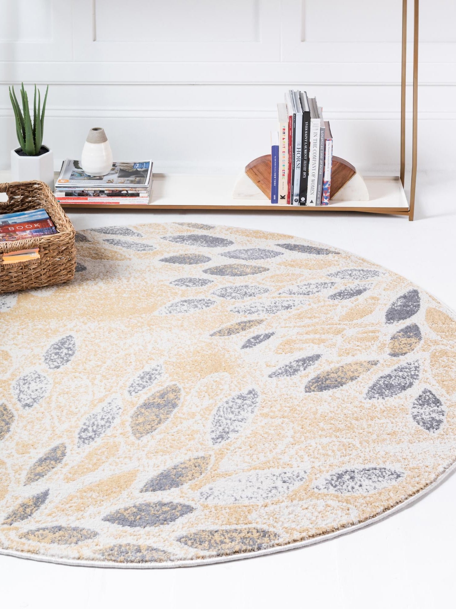 Yellow 10' 2 x 10' 2 Sumter Round Area Rug Contemporary Durable Easy Clean Carpet for Bedrooms, Living Areas, Dining, Office, Dorms for Sale at Rug Engine