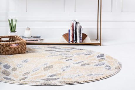 Yellow 5' 1 x 5' 1 Sumter Round Area Rug Contemporary Durable Easy Clean Carpet for Bedrooms, Living Areas, Dining, Office, Dorms for Sale at Rug Engine