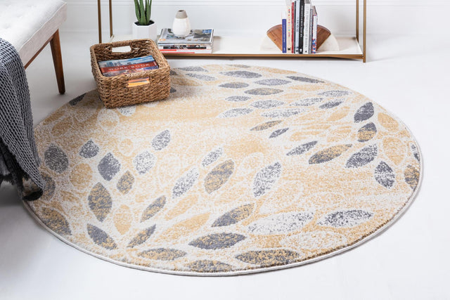 Yellow 4' 1 x 4' 1 Sumter Round Area Rug Contemporary Durable Easy Clean Carpet for Bedrooms, Living Areas, Dining, Office, Dorms for Sale at Rug Engine
