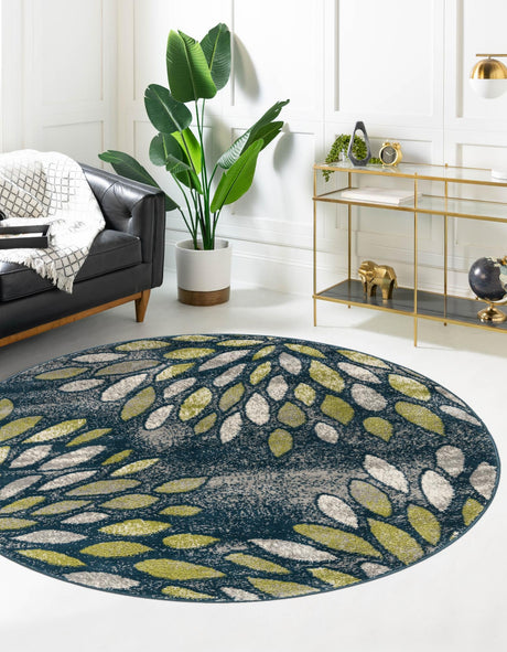Navy Blue 5' 1 x 5' 1 Sumter Round Area Rug Contemporary Durable Easy Clean Carpet for Bedrooms, Living Areas, Dining, Office, Dorms for Sale at Rug Engine