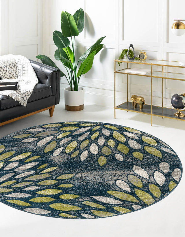 Navy Blue 5' 1 x 5' 1 Sumter Round Area Rug Contemporary Durable Easy Clean Carpet for Bedrooms, Living Areas, Dining, Office, Dorms for Sale at Rug Engine