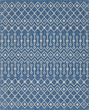 Blue 7' 10 x 10' Outdoor Trellis Rectangle Area Rug Weather Resistant for Patio, Deck, Terrace, Balcony, Porch Geometric Design Water Safe Outside Carpet for Sale at Rug Engine