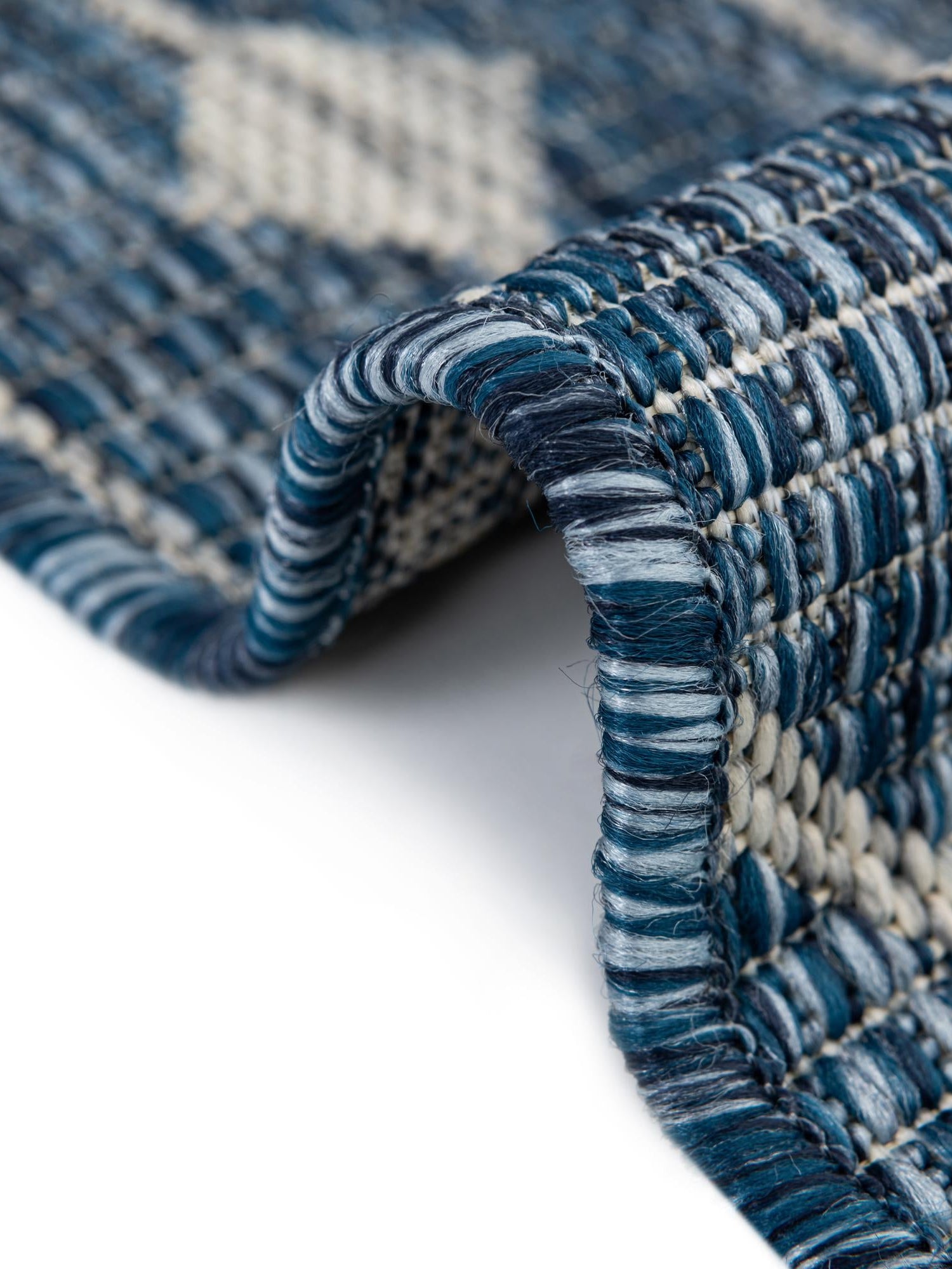 Blue 5' 3 x 5' 3 Outdoor Trellis Square Area Rug Weather Resistant for Patio, Deck, Terrace, Balcony, Porch Geometric Design Water Safe Outside Carpet for Sale at Rug Engine