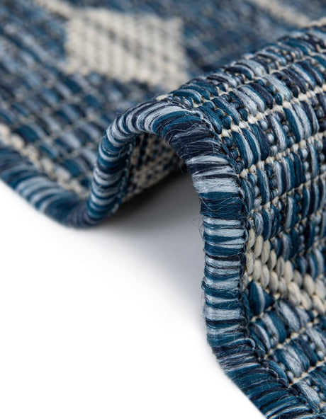 Blue 5' 3 x 5' 3 Outdoor Trellis Square Area Rug Weather Resistant for Patio, Deck, Terrace, Balcony, Porch Geometric Design Water Safe Outside Carpet for Sale at Rug Engine