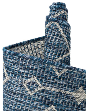 Blue 5' 3 x 5' 3 Outdoor Trellis Square Area Rug Weather Resistant for Patio, Deck, Terrace, Balcony, Porch Geometric Design Water Safe Outside Carpet for Sale at Rug Engine