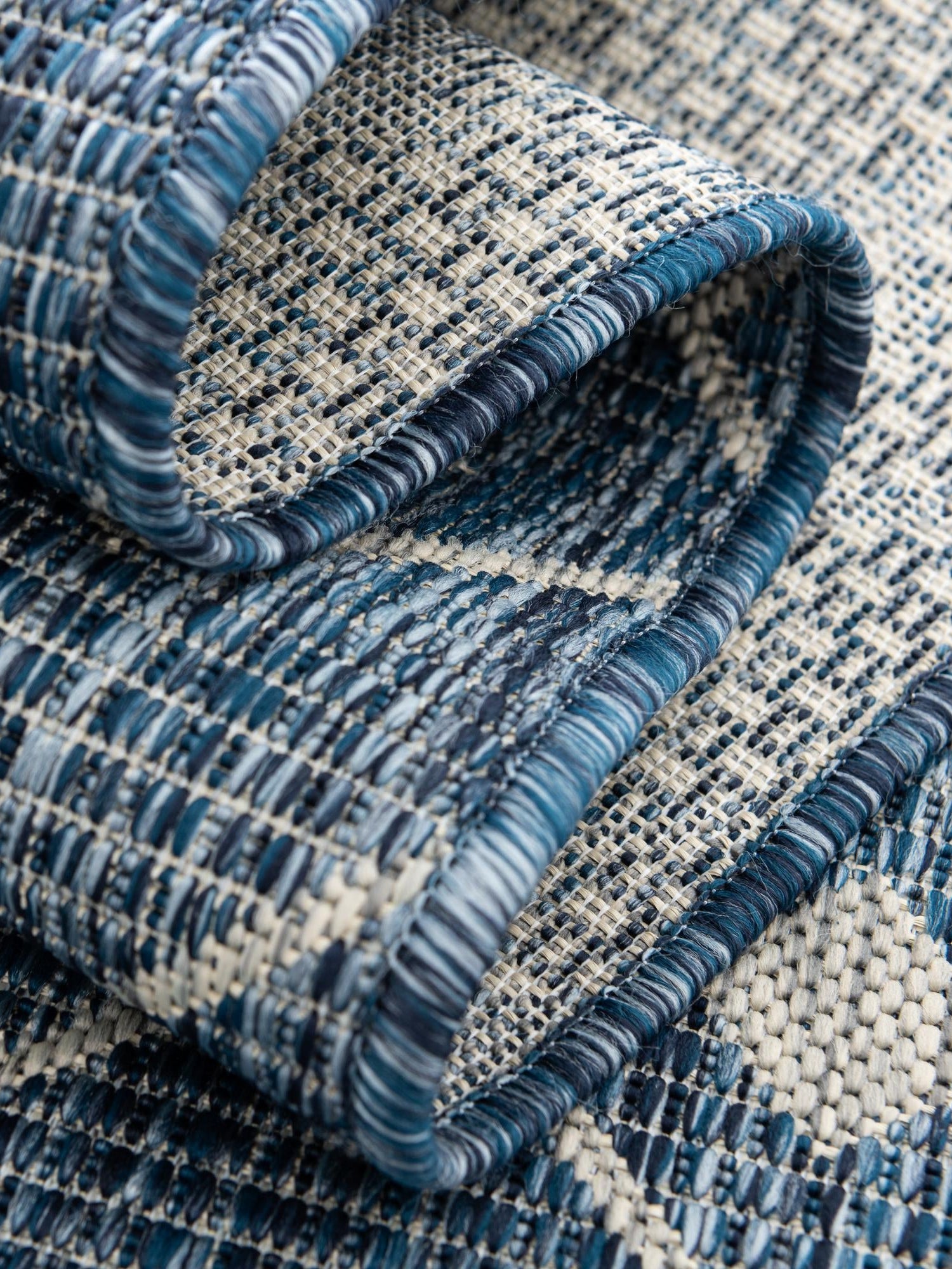 Blue 10' x 10' Outdoor Trellis Square Area Rug Weather Resistant for Patio, Deck, Terrace, Balcony, Porch Geometric Design Water Safe Outside Carpet for Sale at Rug Engine