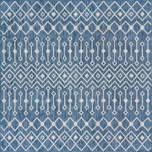 Blue 8' x 8' Outdoor Trellis Square Rug