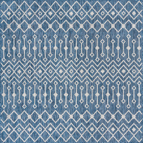 Blue 8' x 8' Outdoor Trellis Square Rug