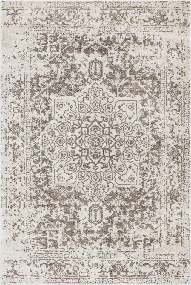 White 6' 1 x 9' Richmond Rectangle Area Rug Vintage Distressed Look Traditional Design Carpet for Unique Home Interior Design for Sale at Rug Engine