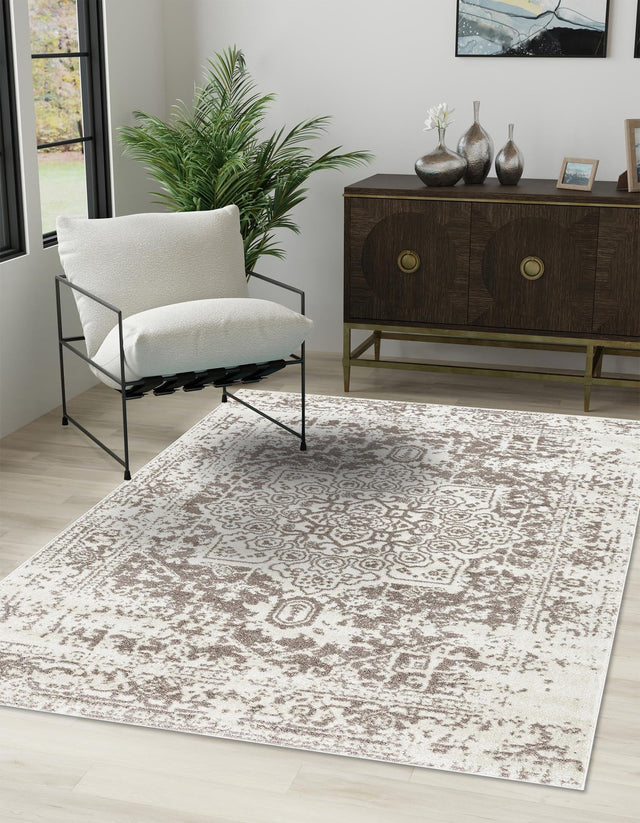 White 9' x 12' Richmond Rectangle Area Rug Vintage Distressed Look Traditional Design Carpet for Unique Home Interior Design for Sale at Rug Engine
