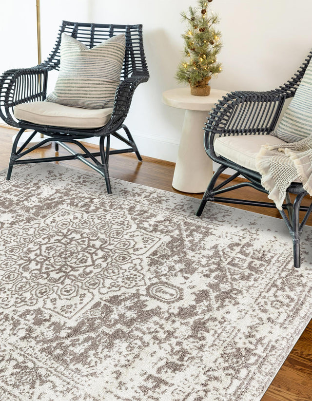 White 9' x 12' Richmond Rectangle Area Rug Vintage Distressed Look Traditional Design Carpet for Unique Home Interior Design for Sale at Rug Engine