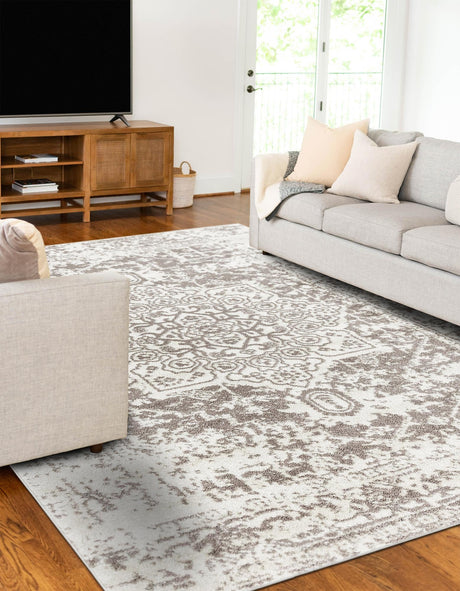 White 10' x 13' 1 Richmond Rectangle Area Rug Vintage Distressed Look Traditional Design Carpet for Unique Home Interior Design for Sale at Rug Engine