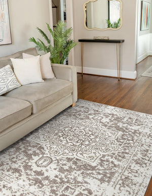 White 9' x 12' Richmond Rectangle Area Rug Vintage Distressed Look Traditional Design Carpet for Unique Home Interior Design for Sale at Rug Engine