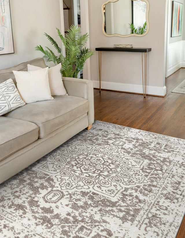 White 9' x 12' Richmond Rectangle Area Rug Vintage Distressed Look Traditional Design Carpet for Unique Home Interior Design for Sale at Rug Engine
