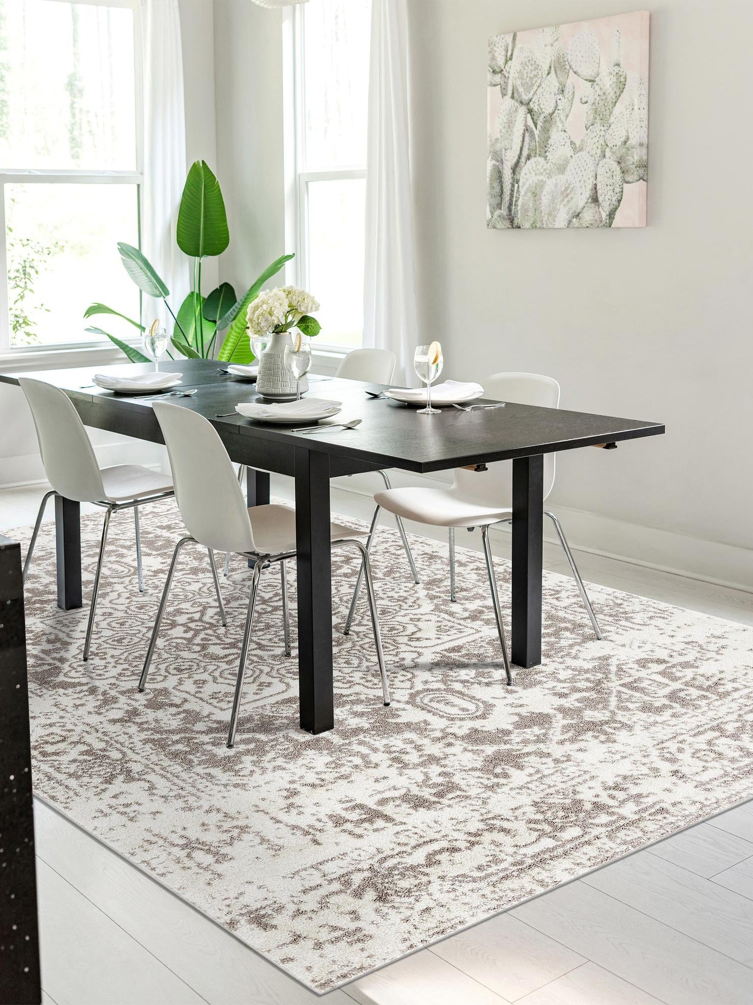 White 10' x 13' 1 Richmond Rectangle Area Rug Vintage Distressed Look Traditional Design Carpet for Unique Home Interior Design for Sale at Rug Engine