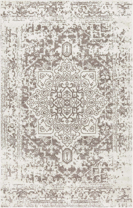 White 5' 3 x 8' Richmond Rectangle Area Rug Vintage Distressed Look Traditional Design Carpet for Unique Home Interior Design for Sale at Rug Engine