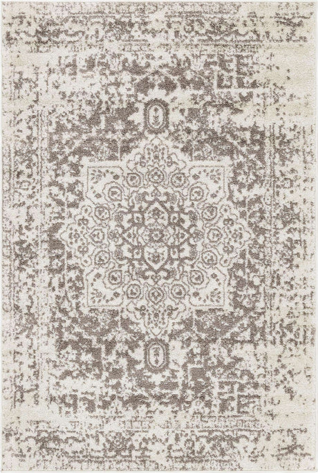 White 4' 1 x 6' 1 Richmond Rectangle Area Rug Vintage Distressed Look Traditional Design Carpet for Unique Home Interior Design for Sale at Rug Engine