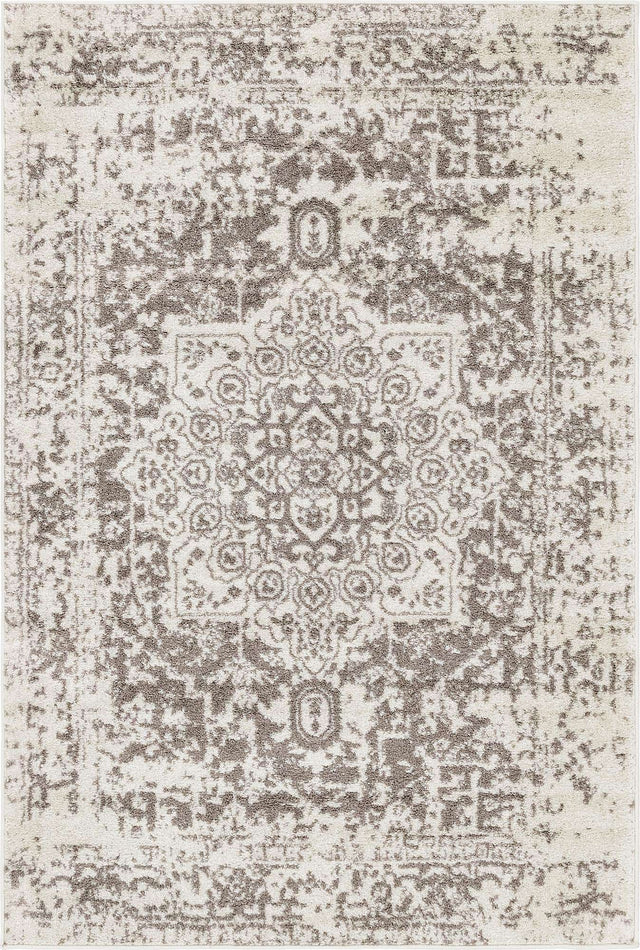 White 4' 1 x 6' 1 Richmond Rectangle Area Rug Vintage Distressed Look Traditional Design Carpet for Unique Home Interior Design for Sale at Rug Engine