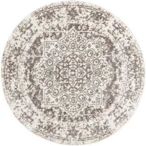White 3' 1 x 3' 1 Richmond Round Area Rug Vintage Distressed Look Traditional Design Carpet for Unique Home Interior Design for Sale at Rug Engine